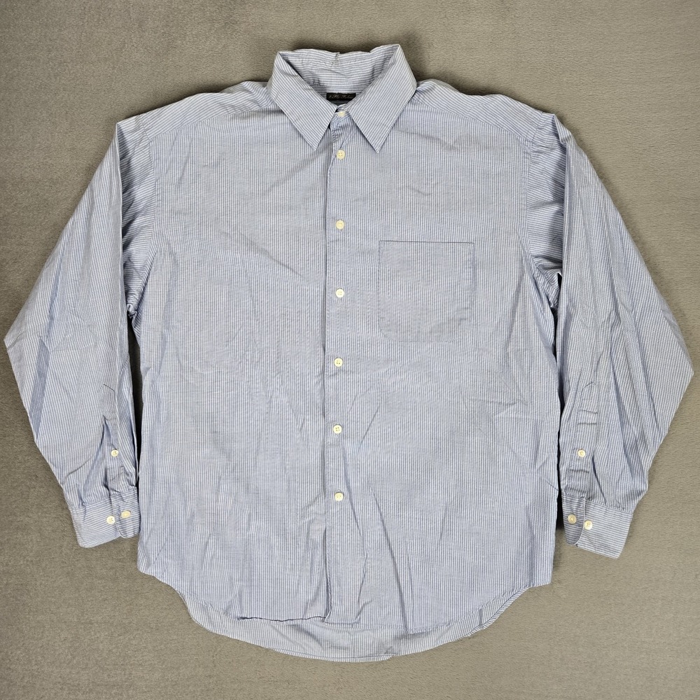 Vintage Banana Republic Shirt Mens Medium Blue White Stripe Cotton Button Down